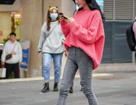 粉色毛衣小姐姐图片大全,毛衣小姐姐们的时尚风采集锦